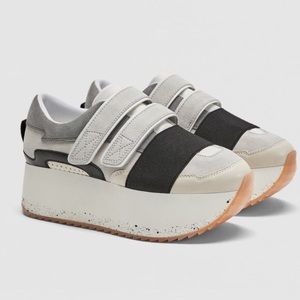 ZARA MULTICOLOURED LEATHER PLATFORM SNEAKERS SZ 38